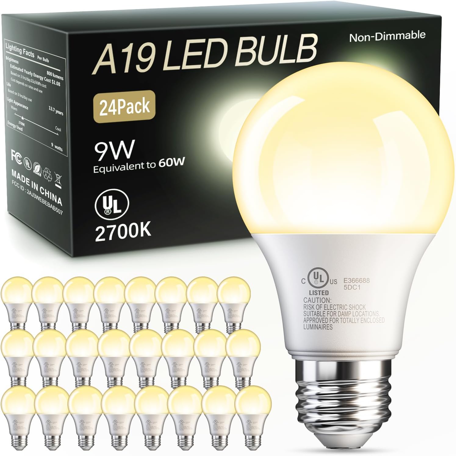 A19 LED Bulb 24-pack 2700K