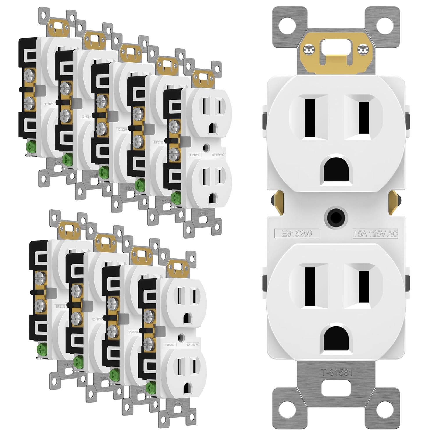 Tamper-Resistant Duplex Outlet 15A 10-pack